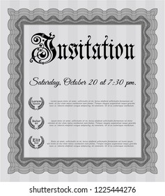 Grey Vintage invitation template. Retro design. Complex background. Customizable, Easy to edit and change colors. 