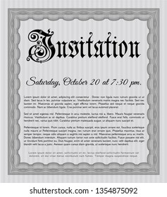 Grey Vintage invitation template. Retro design. With background. Vector illustration. 