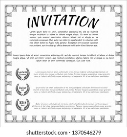 Grey Vintage invitation template. Superior design. Detailed. Easy to print. 