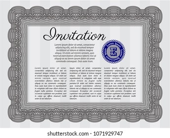  Grey Vintage invitation template. Vector illustration. With background. Nice design. 