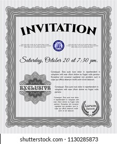 Grey Vintage invitation template. Vector illustration. With linear background. Excellent design. 