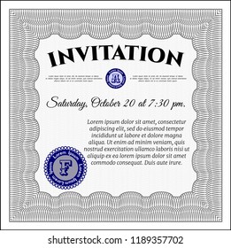 Grey Vintage invitation template. Vector illustration. With guilloche pattern. Money Pattern design. 
