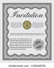 Grey Vintage invitation template. Vector illustration. With background. Cordial design. 