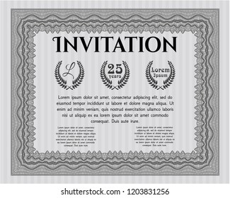 Grey Vintage invitation template. Vector illustration. Printer friendly. Perfect design. 