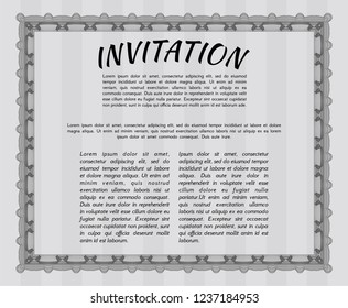 Grey Vintage invitation template. Vector illustration. With great quality guilloche pattern. Good design. 