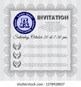 Grey Vintage invitation template. Vector illustration. Easy to print. Good design. 