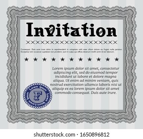 Plantilla de invitación Grey Vintage. Ilustración vectorial. Fácil de imprimir. Diseño retro. 