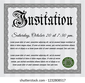 Grey Vintage invitation. Vector illustration. Printer friendly. Artistry design. 