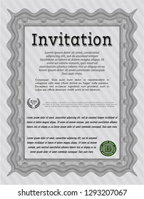 Grey Vintage invitation. Vector illustration. With great quality guilloche pattern. Money Pattern design. 