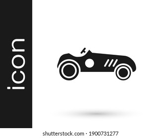 Grey Vintage sport racing car icon isolated on white background.  Vector Illustration