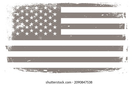 Grey vintage USA flags illustration. Vector American flag on grunge texture set.