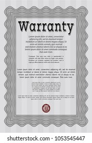 Grey Vintage Warranty Certificate template. With guilloche pattern. Vector illustration. Modern design. 