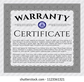Grey Vintage Warranty Certificate template. Easy to print. Money Pattern. Customizable, Easy to edit and change colors. 