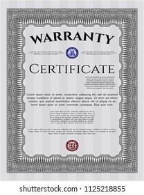 Grey Vintage Warranty Certificate template. With quality background. Excellent design. Detailed. 