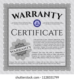 Grey Vintage Warranty Certificate template. Beauty design. Detailed. With quality background. 