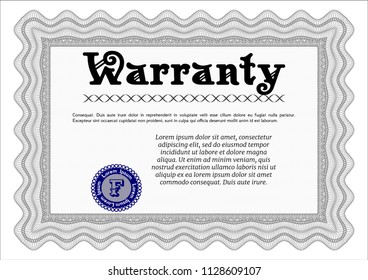 Grey Vintage Warranty Certificate template. Elegant design. Customizable, Easy to edit and change colors. With complex background. 