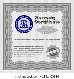 Grey Vintage Warranty Certificate template. With quality background. Detailed. Elegant design. 
