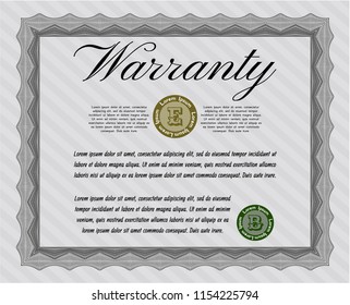 Grey Vintage Warranty Certificate template. Nice design. Detailed. With guilloche pattern and background. 