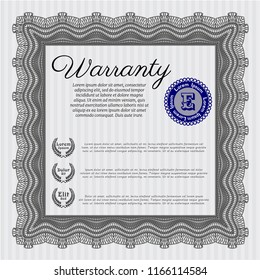 Grey Vintage Warranty Certificate template. With background. Detailed. Sophisticated design. 
