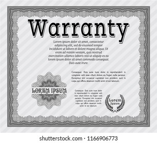 Grey Vintage Warranty Certificate template. Money Pattern design. With quality background. Vector illustration. 