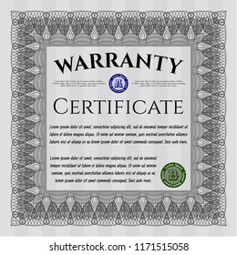 Grey Vintage Warranty Certificate template. With complex background. Retro design. Customizable, Easy to edit and change colors. 