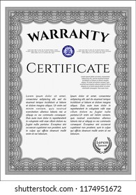 Grey Vintage Warranty Certificate template. Customizable, Easy to edit and change colors. Complex background. Money style design. 