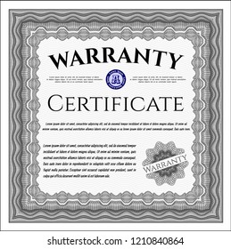 Grey Vintage Warranty Certificate template. With linear background. Money design. Customizable, Easy to edit and change colors. 