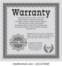 Grey Vintage Warranty Certificate template. Money Pattern design. With linear background. Detailed. 