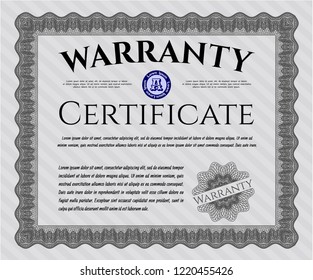 Grey Vintage Warranty Certificate template. With complex background. Sophisticated design. Customizable, Easy to edit and change colors. 