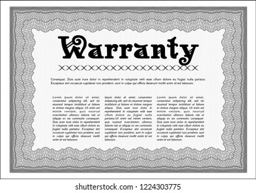 Grey Vintage Warranty Certificate template. With quality background. Nice design. Vector illustration. 