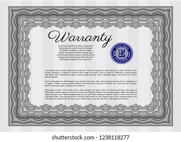Grey Vintage Warranty Certificate template. With guilloche pattern. Modern design. Vector illustration. 