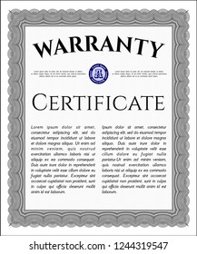 Grey Vintage Warranty Certificate template. Vector illustration. Easy to print. Money Pattern. 