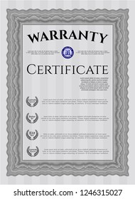 Grey Vintage Warranty Certificate template. Customizable, Easy to edit and change colors. Complex background. Money style design. 