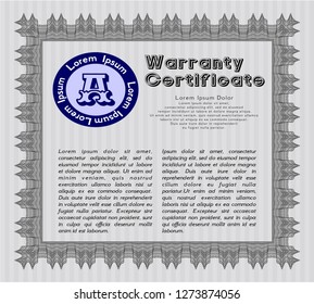 Grey Vintage Warranty Certificate template. With guilloche pattern. Lovely design. Detailed. 