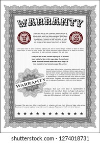 Grey Vintage Warranty Certificate template. Retro design. Vector illustration. With guilloche pattern. 