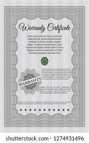 Grey Vintage Warranty Certificate template. With linear background. Detailed. Artistry design. 