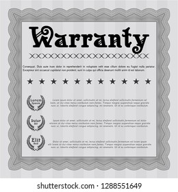 Grey Vintage Warranty Certificate template. With guilloche pattern. Detailed. Cordial design. 