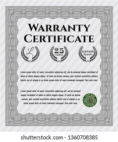 Grey Vintage Warranty Certificate template. Detailed. Printer friendly. Beauty design. 