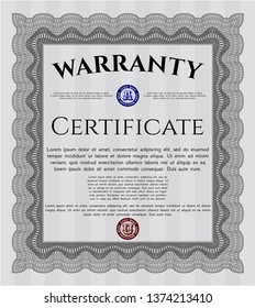 Grey Vintage Warranty Certificate template. With complex linear background. Detailed. Money Pattern design. 