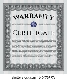 Grey Vintage Warranty Certificate template. With complex background. Good design. Vector illustration. 