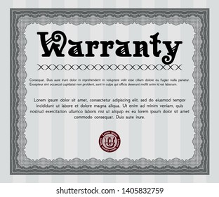 Grey Vintage Warranty Certificate template. Lovely design. With complex background. Detailed. 