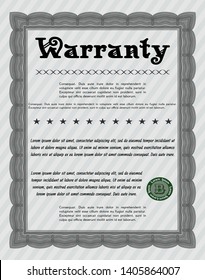 Grey Vintage Warranty Certificate template. Customizable, Easy to edit and change colors. Complex background. Retro design. 