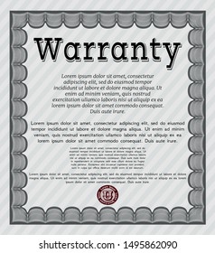 Grey Vintage Warranty Certificate template. Sophisticated design. Vector illustration. With great quality guilloche pattern. 