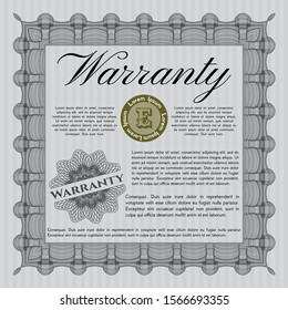 Grey Vintage Warranty Certificate template. Sophisticated design. Printer friendly. Detailed. 