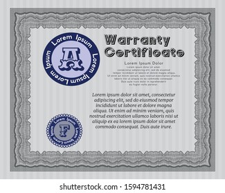 Grey Vintage Warranty Certificate template. Beauty design. Customizable, Easy to edit and change colors. Easy to print. 