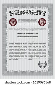 Grey Vintage Warranty Certificate template. Retro design. Customizable, Easy to edit and change colors. With guilloche pattern and background. 