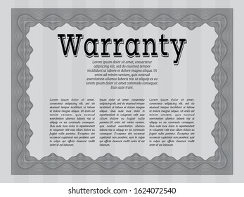 Grey Vintage Warranty Certificate template. Beauty design. Vector illustration. With guilloche pattern. 