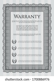 Grey Vintage Warranty Certificate template. Vector illustration. Printer friendly. Beauty design. 