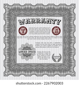 Grey Vintage Warranty Certificate template. Cordial design.  With complex background.  Vector illustration. 