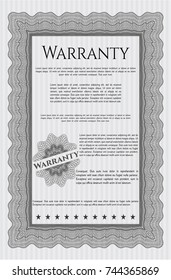 Grey Vintage Warranty Certificate template. With background. Nice design. Detailed. 